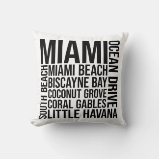 Almofada Tipografia de Miami Landmarks - Flórida Word Art