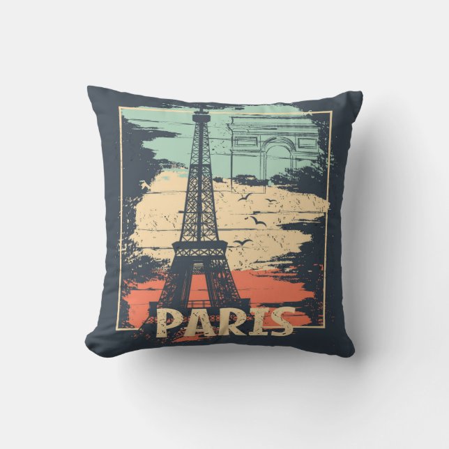 Almofada Tipografia de Paris: abstrato Eiffel poster. (Frente)