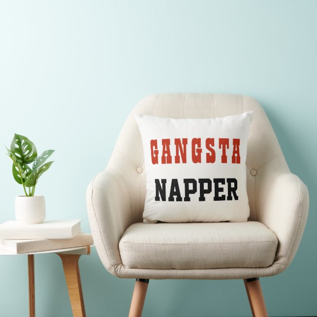 Almofada Tipografia Divertida GANGSTA NAPPER  (Cadeira)