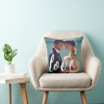 Almofada Tipografia do Amor com Travesseiro de Foto<br><div class="desc">Tipografia do Amor em Branco com Travesseiro de Foto</div>
