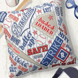 Almofada Tipografia do Baseball Red White Stripes ID770