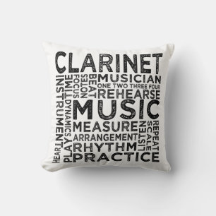 Almofada Tipografia do clarinete