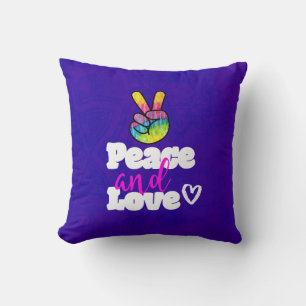 Almofada Tipografia do Rainbow Hand Peace Sign Peace and Lo