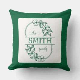 Almofada Tipografia Floral Minimalista Verde Personalizada