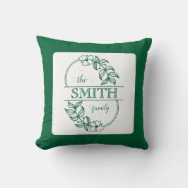 Almofada Tipografia Floral Minimalista Verde Personalizada
