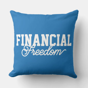 Almofada Tipografia Liberdade Financeira Azul FFS