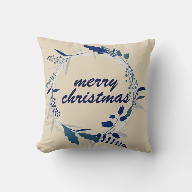 Almofada Tipografia moderna Natal Berry Wreath Feriado (Frente)