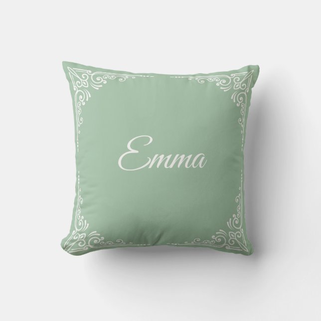 Almofada Tipografia Moderna Personalizada em Verde Pastel N (Frente)