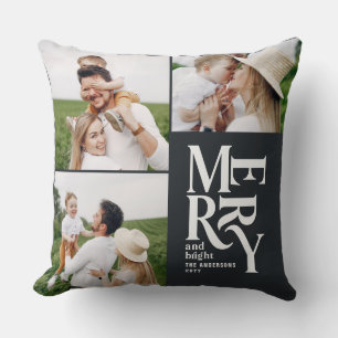 Almofada tipografia multifoto elegante única negra
