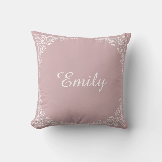 Almofada Tipografia Personalizada Nome Rosa Empoeirado Mode (Frente)