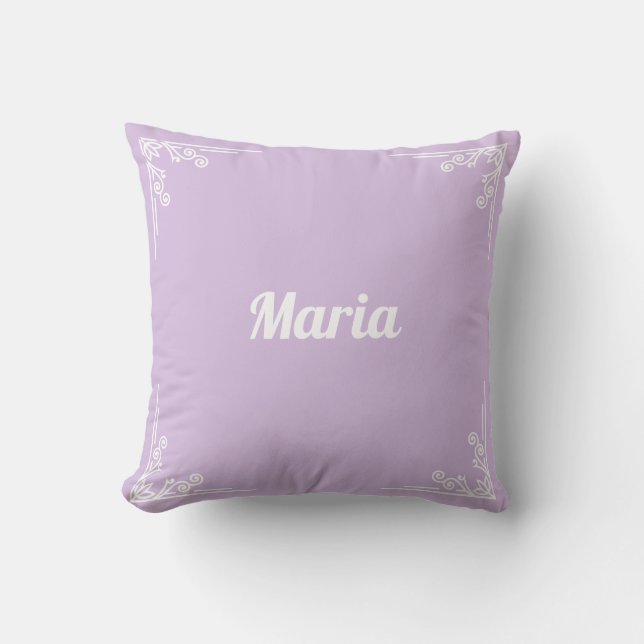Almofada Tipografia Roxa Pastel Moderna Personalizada Nome (Frente)