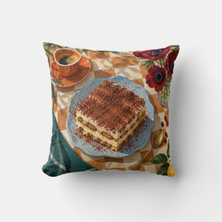 Almofada Tiramisù Espresso Flores Vermelhas Xadrez Mesa de