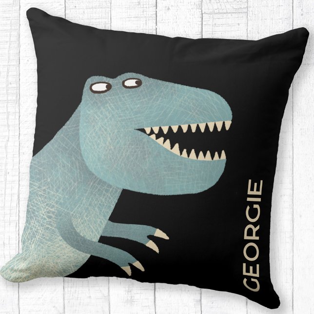 Almofada Tiranossauro Rex Dinossauro Cinto Personalizado (Tyrannosaurus Rex dinosaur personalized custom name throw pillow)