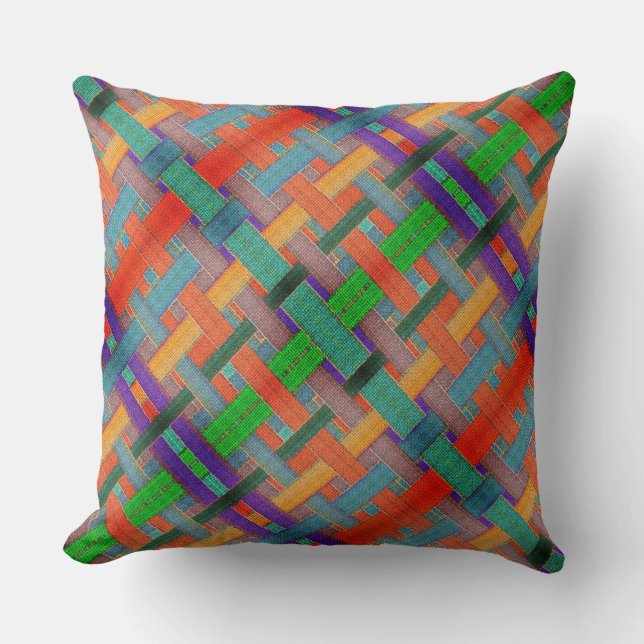 Almofada Tiras avermelhadas cruzadas de vovó, com aspecto t (Frente)