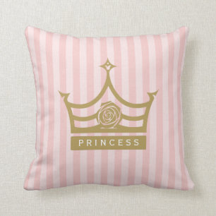 Almofada Tiras cor-de-rosa-chic e Rosa Dourada da Princesa 