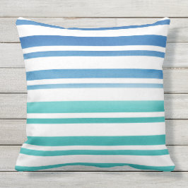 Almofada Tiras de Cor da Água Azul Turquesa