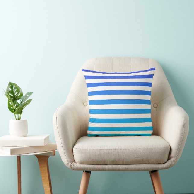 Almofada Tiras de Ombre Azul Moderno (Cadeira)