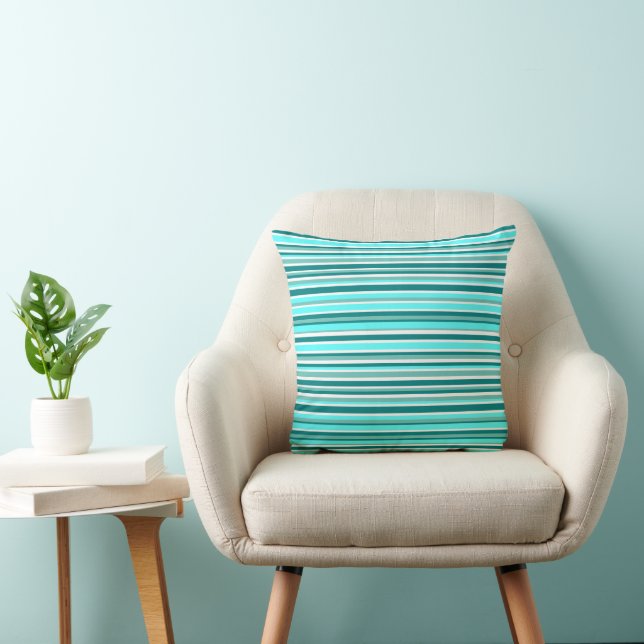 Almofada Tiras de Teal Turquesa Modernas (Cadeira)