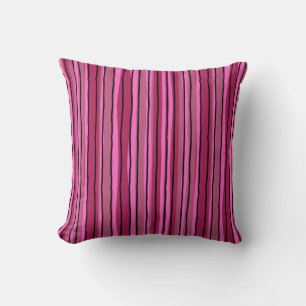Almofada Tiras Pretas e Rosa Quentes com Pop de Grande Cor