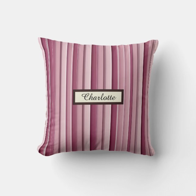 Almofada Tiras Verticais Rosa Modernas Personalizadas (Frente)