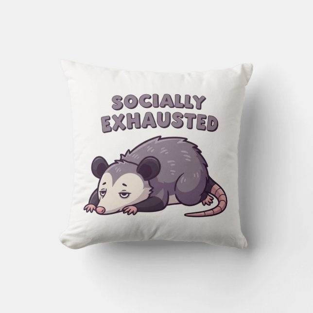 Almofada Tired Retro Possum Square Comfort Pillow (Frente)