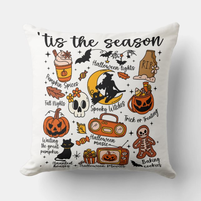 Almofada Tis the Season Halloween Doodles – Cute Spooky  (Frente)