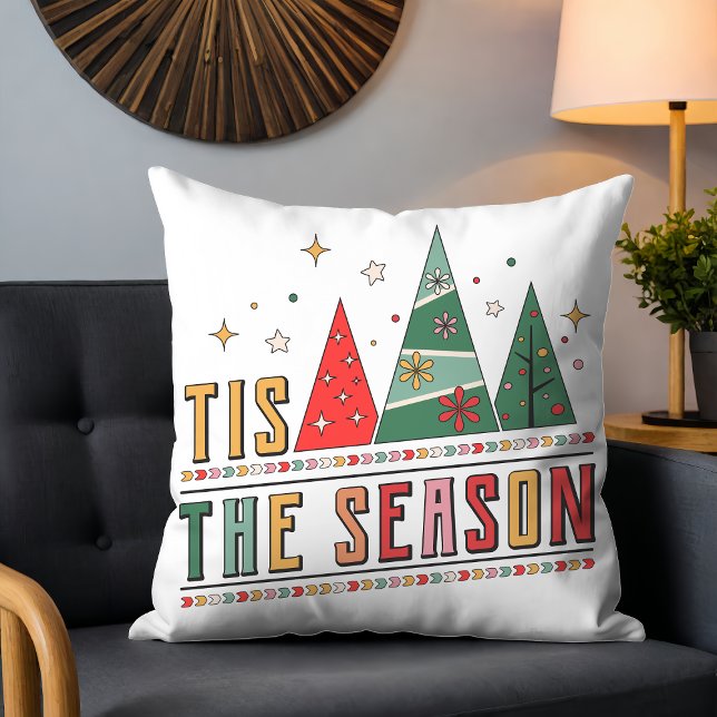 Almofada Tis The Season Modern Christmas Typografia (Criador carregado)