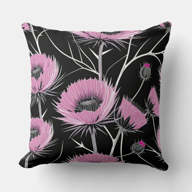 Almofada Tistolo rosa a preto (Frente)