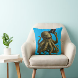 Almofada Title octopus in top hat, whimsical nautical art