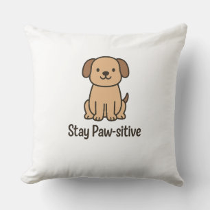 Almofada Título: Keep Paw-sitive - Design de Cachorro Bonit