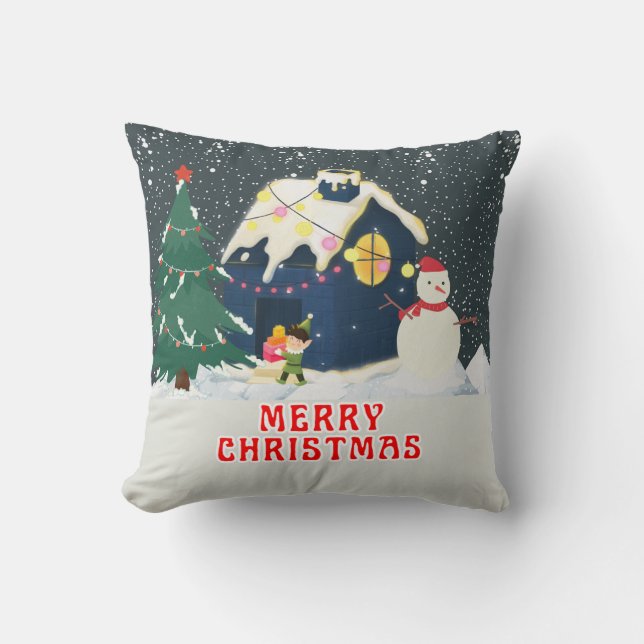 Almofada Título: Travesseiro de Natal Festivo (Frente)