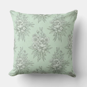 Almofada Toalete Botânico Verde Menta com Ramalhetes Florai