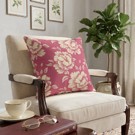 Almofada Toalete de Peônia Rosa e Creme - Decoração Country