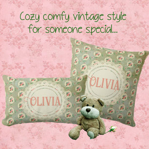 Almofada Toalhinha de Renda Rosa Personalizada Vintage em D