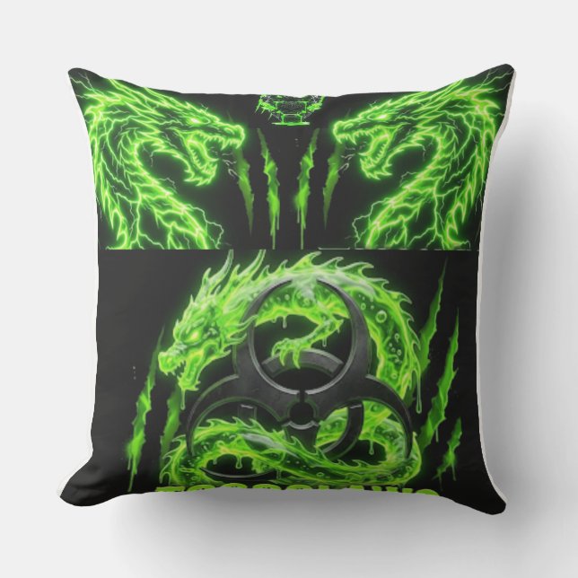 Almofada TOCOCLAWS Dragões Gêmeos Neon Verde Relâmpago  (Frente)