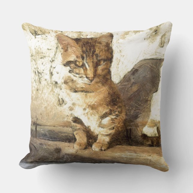 Almofada Todos Os Gatos São Pretos No Esboço Do Lápis Escur (Frente)