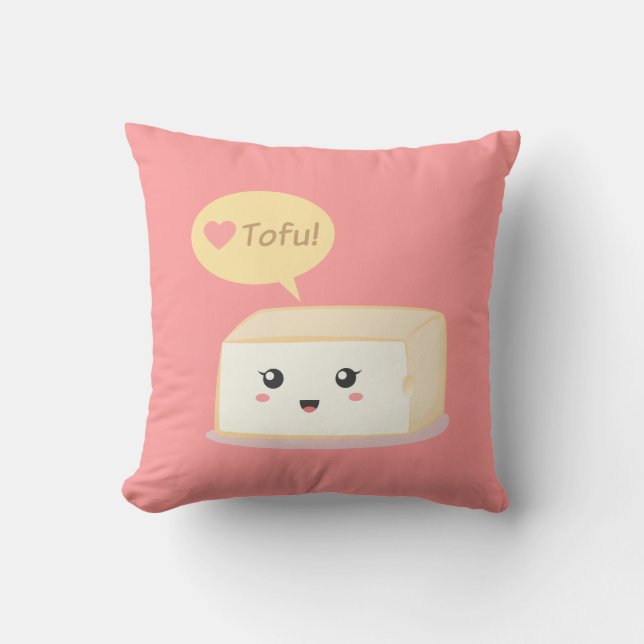 Almofada Tofu de Kawaii que que as pessoas amem o tofu (Frente)