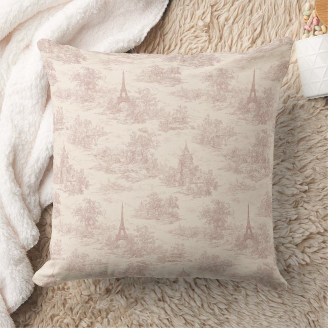 Almofada Toile de França Rosa Romântico Padrão Campo (1) (Cobertor)