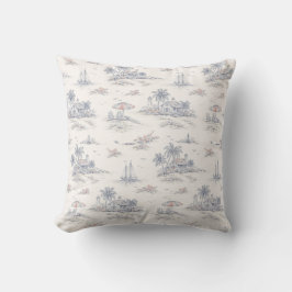 Almofada Toile de Jouy Azul Costeira