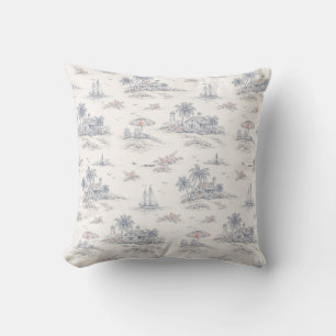 Almofada Toile de Jouy Azul Costeira