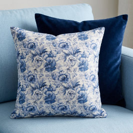 Almofada Toile de Jouy. Toile francesa. Azul. Elegante.