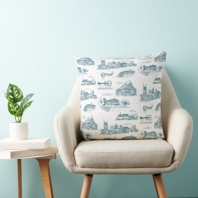 Almofada Toile de Nashville Crepúsculo em Branco (Cadeira)