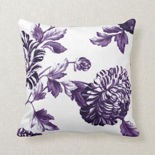 Almofada Toile floral roxo & branco No.2 do Mulberry preto