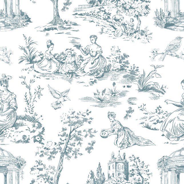 Almofada Toile francês azul e branco (Criador carregado)