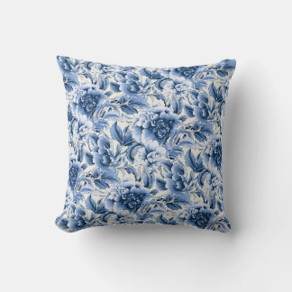 Almofada Toile francesa & toile de Jouy. Azul.