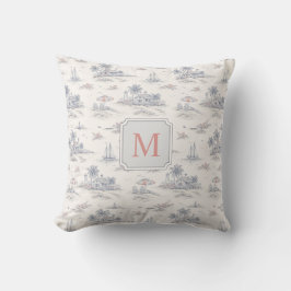 Almofada Toile Monograma Tropical Costeira Francesa Nome