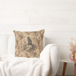 Almofada Toile Vermelha Chinoiserie Gato Damasco