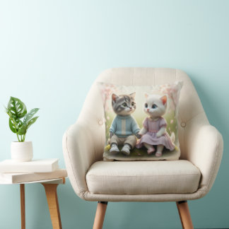 Almofada Tom & Luna Cat Pillow Cover, Cute Cat Cushion