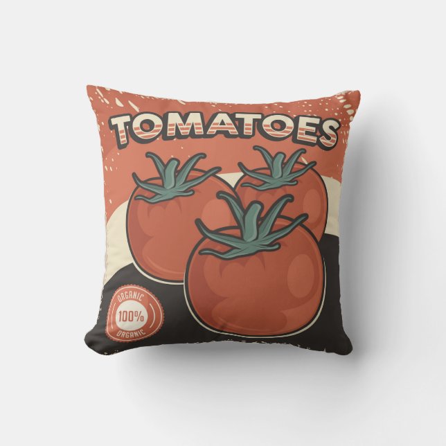 Almofada Tomates vegetais de Grunge Clássico da Retro Vinta (Frente)