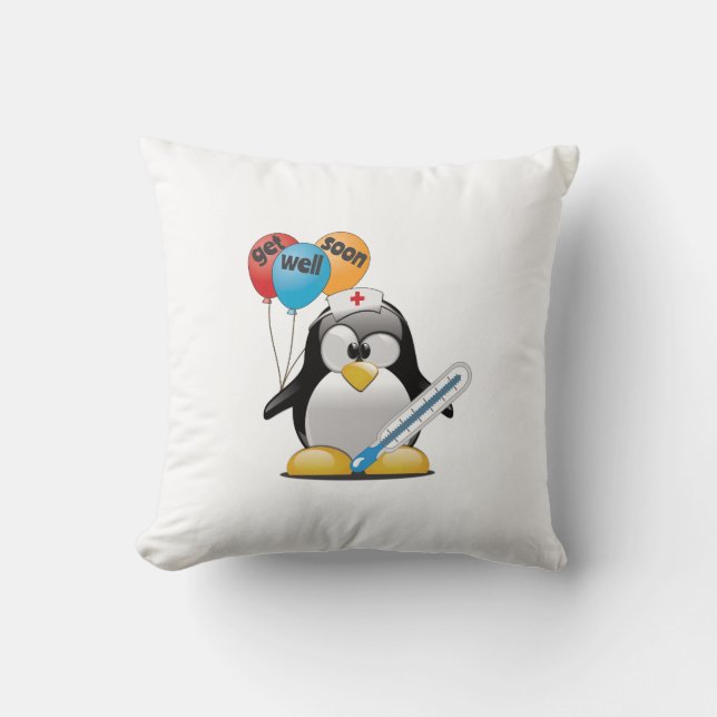Almofada Tome-se bem em breve. Enfermeira Pinguim. (Frente)